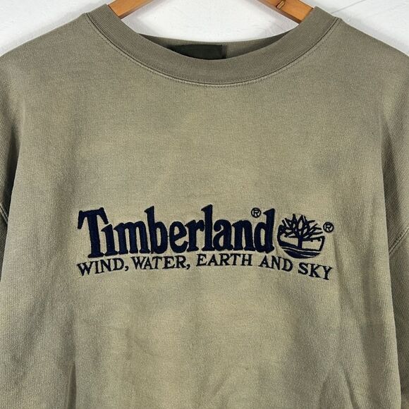 π₯π₯ True Vintage TIMBERLAND Embroidered Stitched Crewneck Sweatshirt Men Sz Lg - Picture 2 of 14